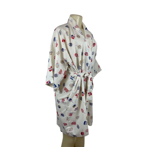 Kerry Dawn Japanese-Inspired Kimono Robe With Fan Print Multi-Color One Size - Picture 2 of 9
